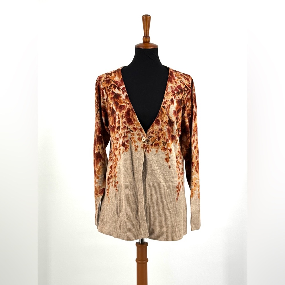 Coldwater Creek Acrylic Wool Rabbit Hair Cashmere Blend 1 Button Cardigan Size M